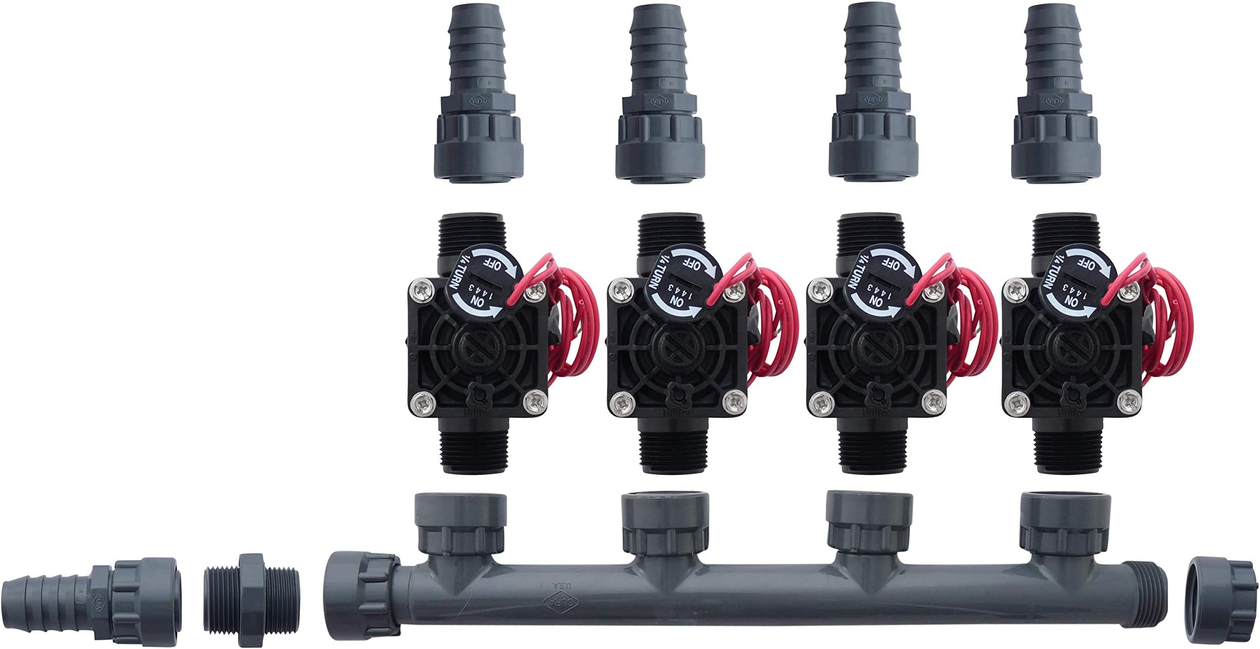 Hunter PGV101-MM 4 Zone Dura Manifold Valve Kit with Flow Control - Barb PGV101MM (4 Zone)