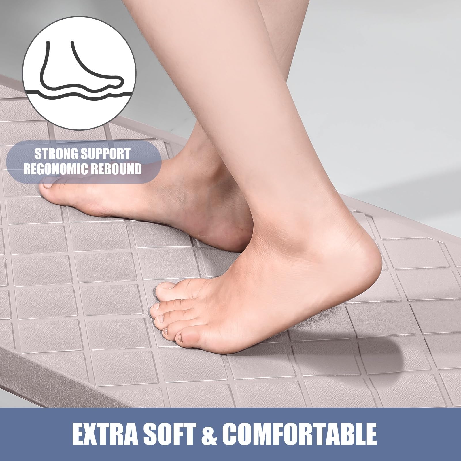 Tapete de Cocina Acolchado, 2 Piezas, alfombras de Cocina antifatiga, alfombras de Cocina Resistentes y Antideslizantes, ergonómicas y cómodas de Espuma para el hogar, Oficina, Fregadero,