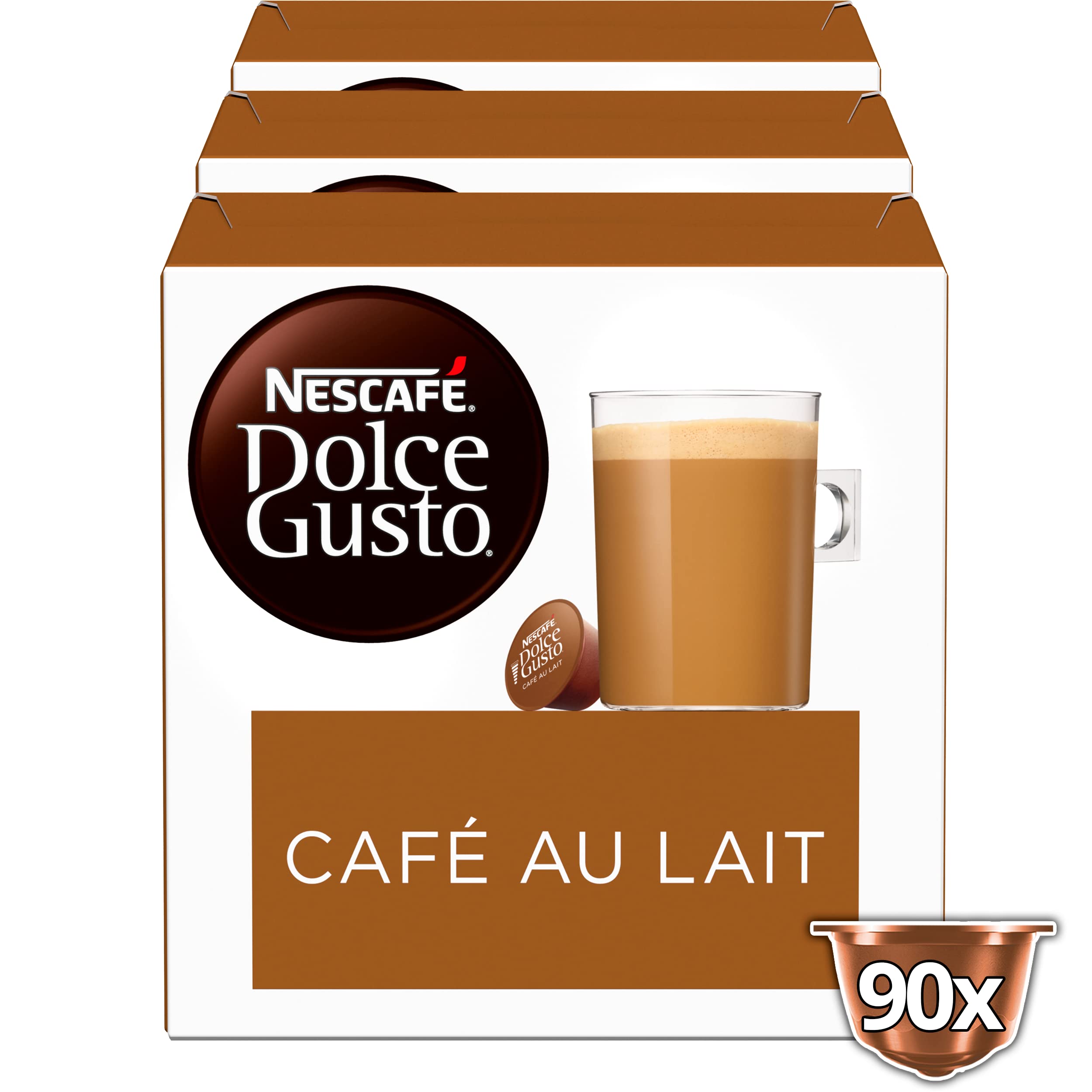 Dolce Gusto NESCAFÉ Cortado - x3 pack de 30 cápsulas - Total: 90 cápsulas & NESCAFÉ Café con Leche o - x3 pack de 30 cápsulas - Total: 90 cápsulas