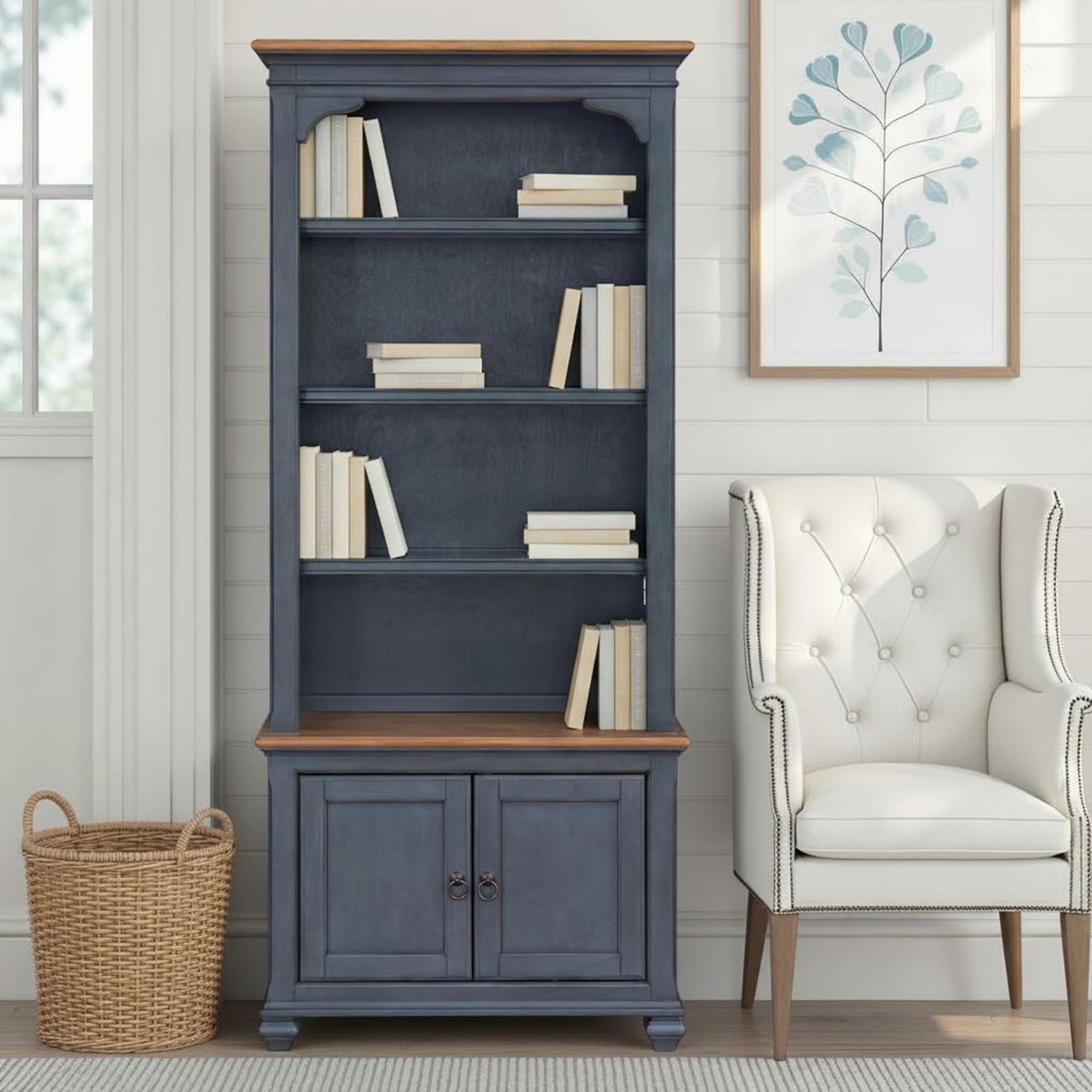 Amazon.com: Bridgevine Home Americana 84” Farmhouse Bookshelf with
