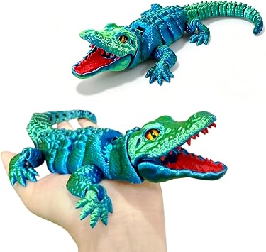 3D Printed Crocodile, 3D Printed Alligator, 1Pc 3D Printed Animals 3D Printed Toys, Flexible Articulated Reptile Figure, Desk Decor, Stocking Stuffer
