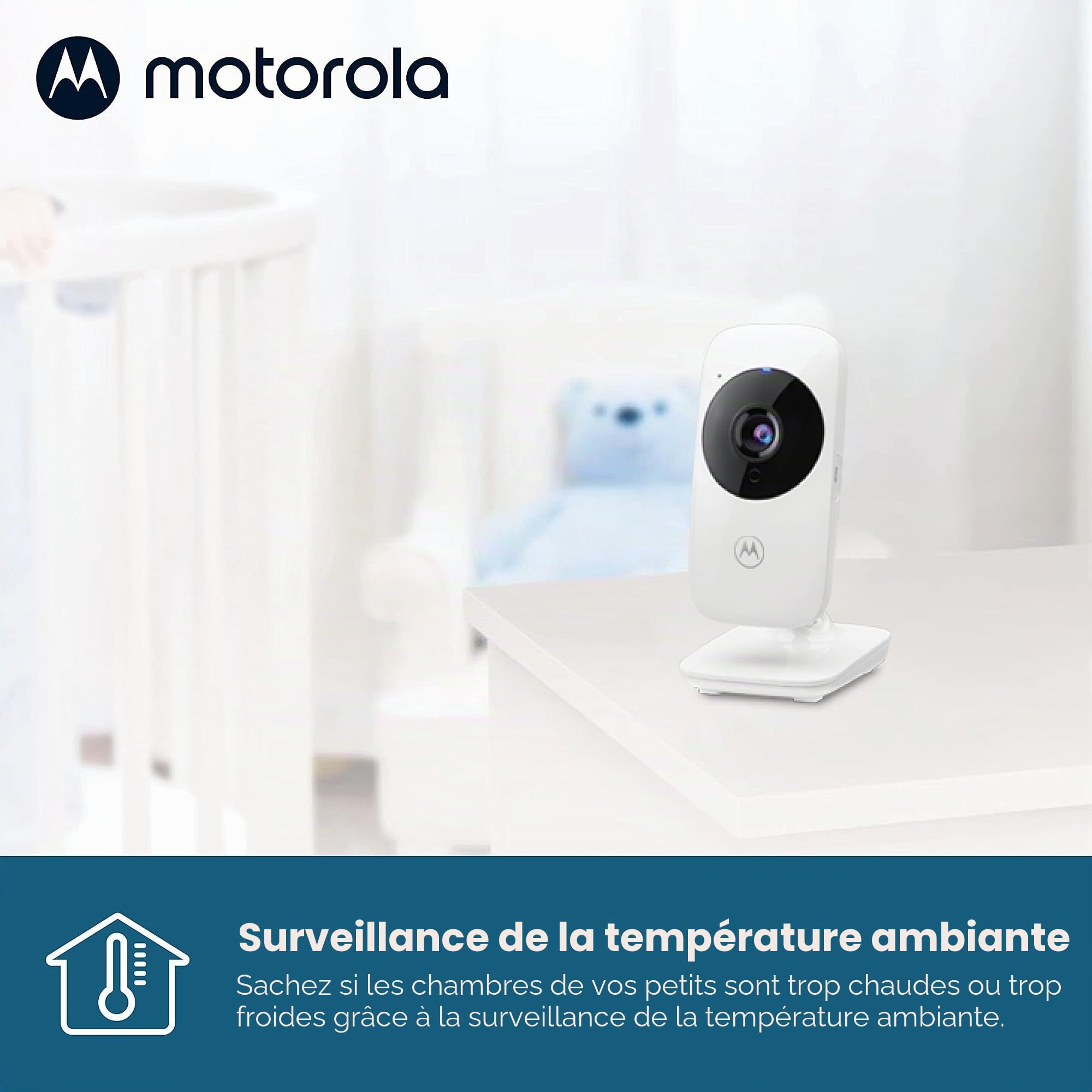 Motorola Nursery VM482 - Babyphone avec caméra - écran couleur 2,4 pouces - Vision Nocturne Infrarouge - Zoom Numérique - Température - Blanc
