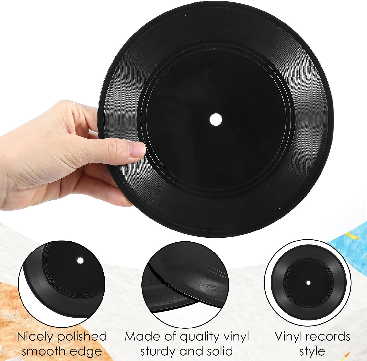 24 Pcs 7 Inch Black Blank Vinyl Records, Fake Retro Vinyl Records for Wall Decor, DIY Doodle Project, Wedding Signing