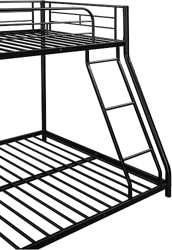 Miniatura 7 de Anwickmak Litera individual sobre matrimonial, litera individual sobre matrimonial, marco de cama de metal de acero resistente con escalera plana y