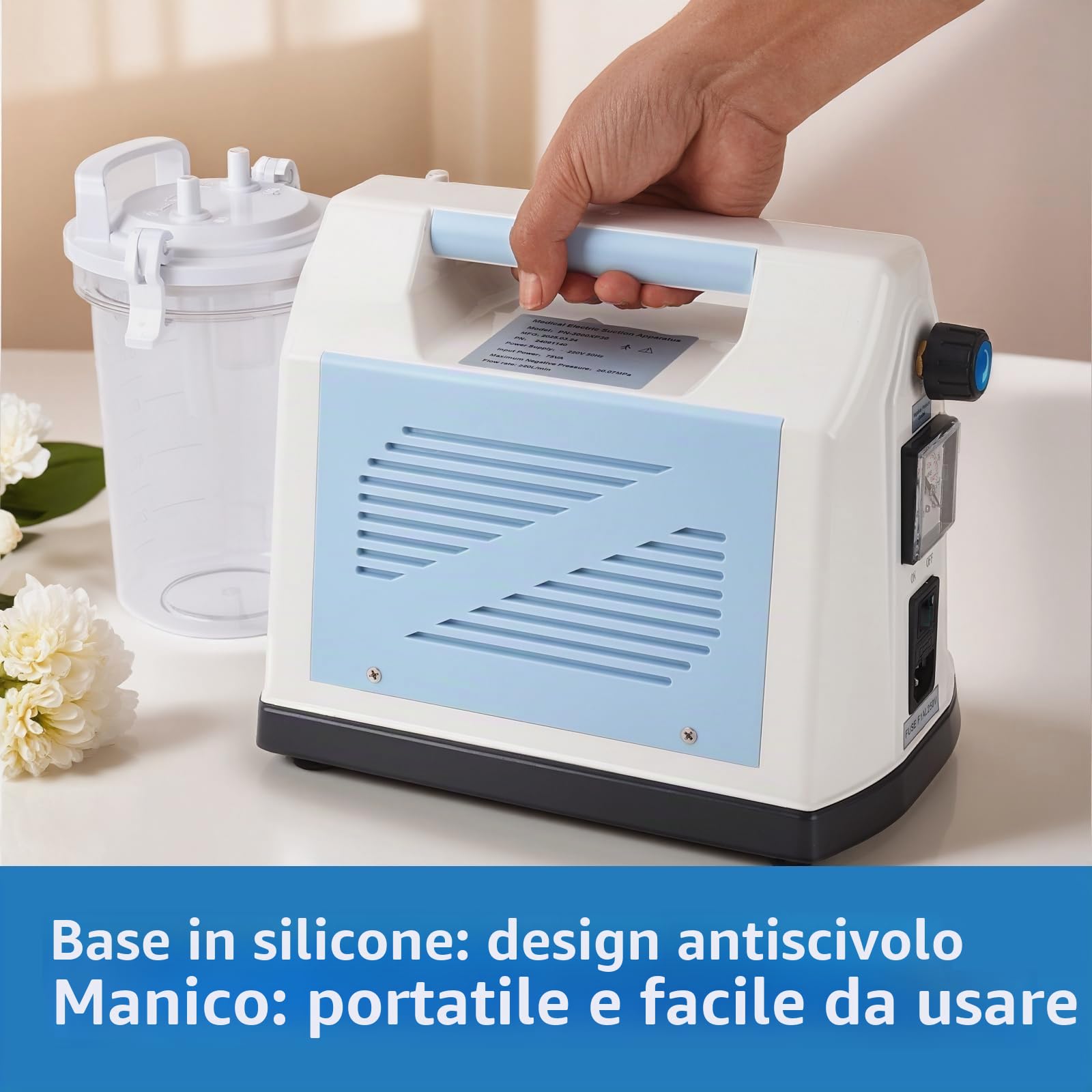 Apparecchio di aspirazione portatile, per uso domestico e veterinario, per catarro, muco, espettorato, aspiratore da tavolo, silenzioso, ideale per anziani, animali domestici, assistenza domestica