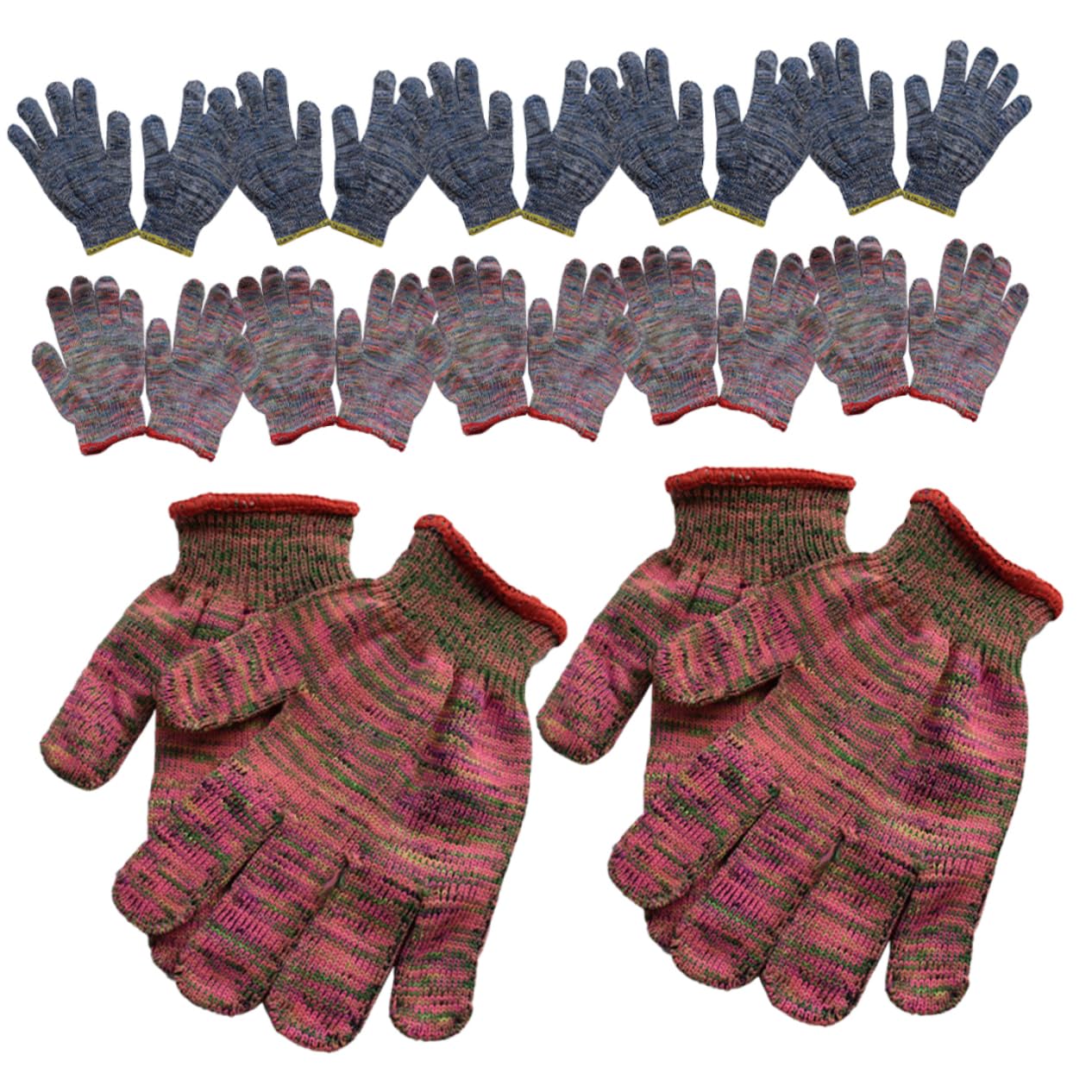 Gatuida 12 pares Guantes de Trabajo de Nylon Deslizantes para Jardinería de Resistentes y Cómodos para Actividades y Trabajo el Color Aleatorio Color Aleatorio