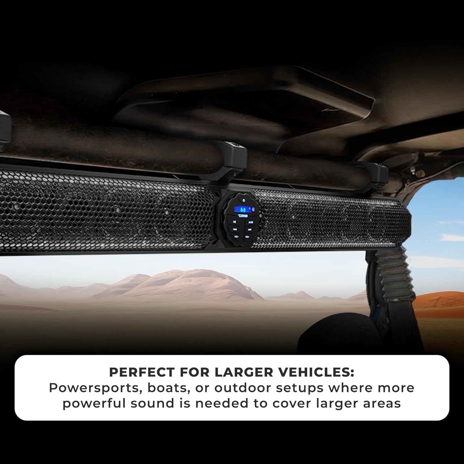 DS18 SB37BTX 37" Marine Sound Bar Speaker System, Amplified, 10 Speakers, Water Resistant, BT v5.0, Rotating Control Panel, USB/AUX, Universal Fit, Golf Cart, ATV, UTV,