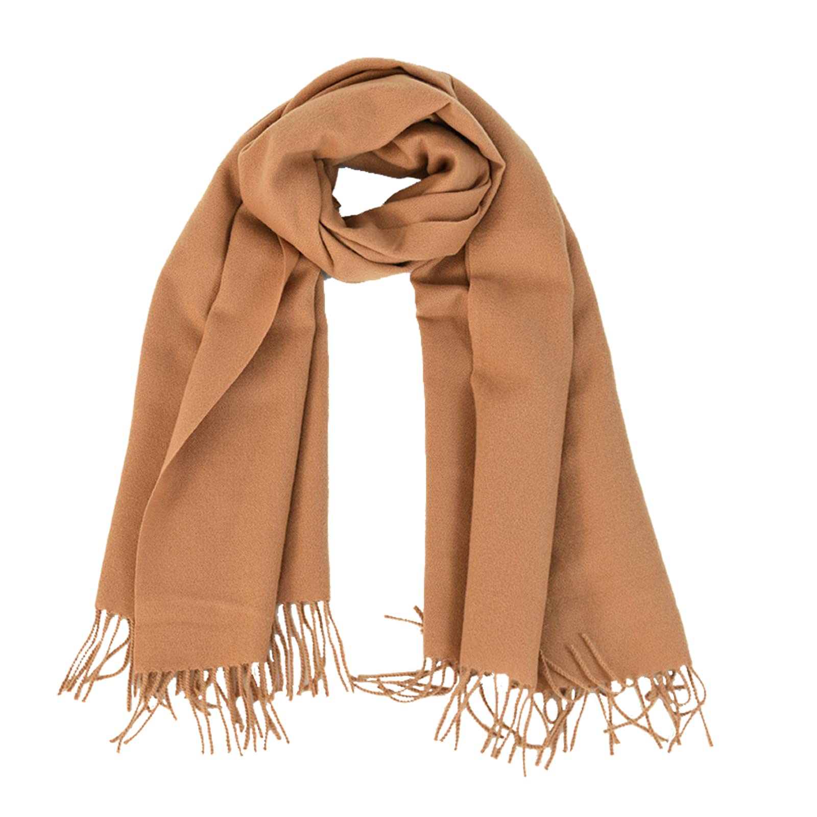 Micoop Women's Khaki Winter Cashmere Feel Scarf Solid Colour Pashmina Shawl Wraps Soft Warm Blanket Scarves For Girls (Khaki)