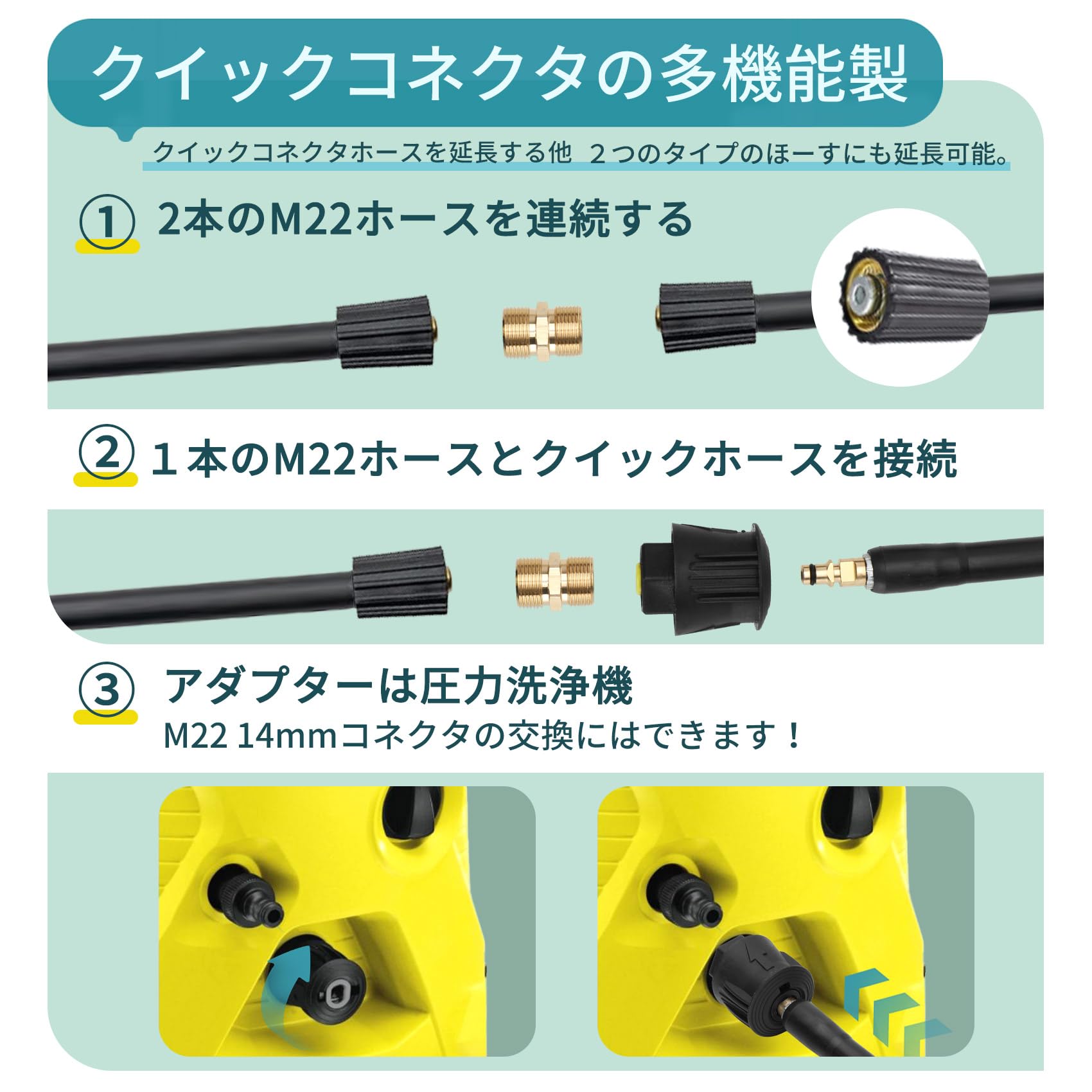 Amazon.co.jp: ケルヒャーホース10m/15m/20mケルヒャー延長高圧洗浄機 