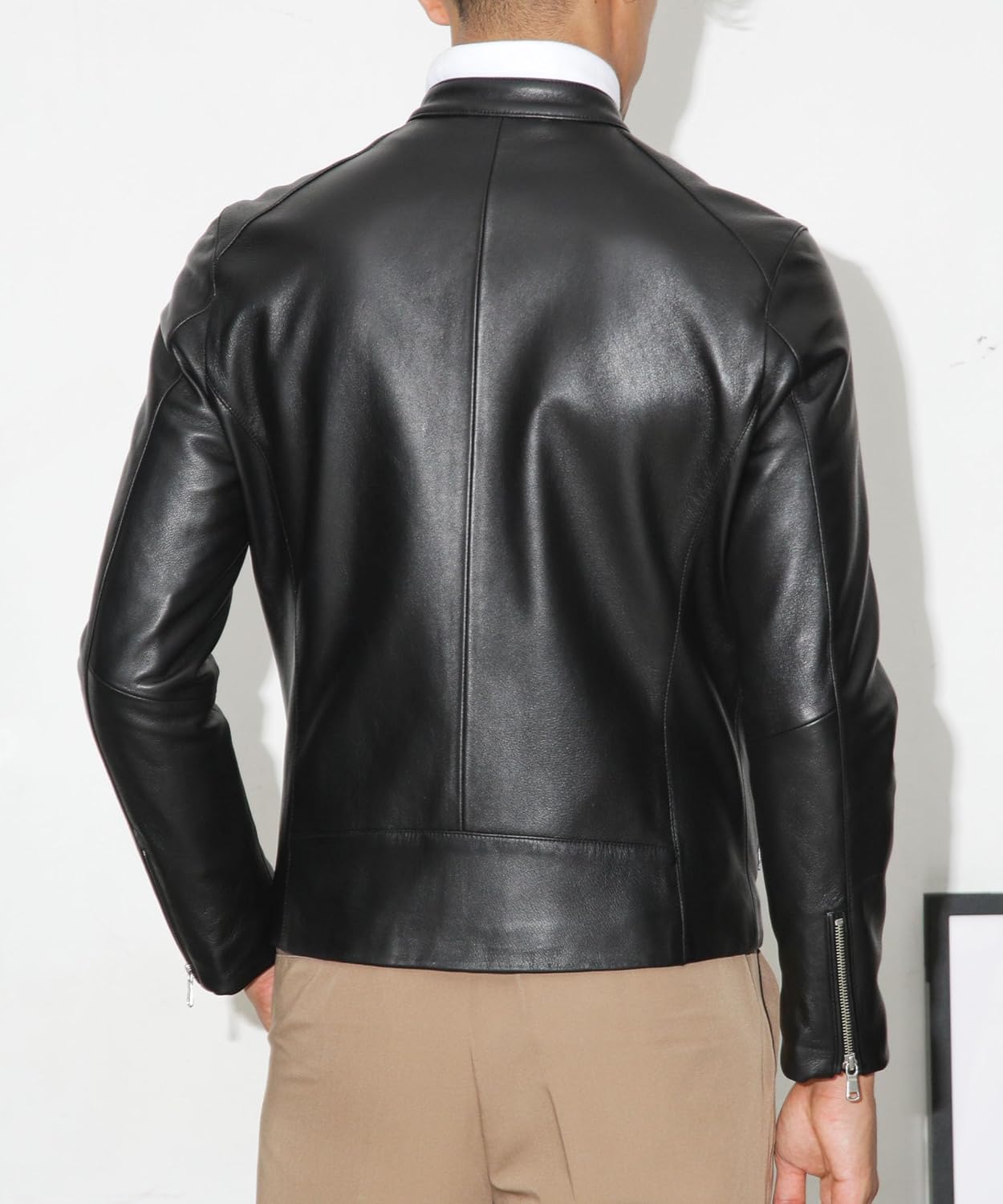 [ナノ・ユニバース] ラムレザーシングルライダースジャケット