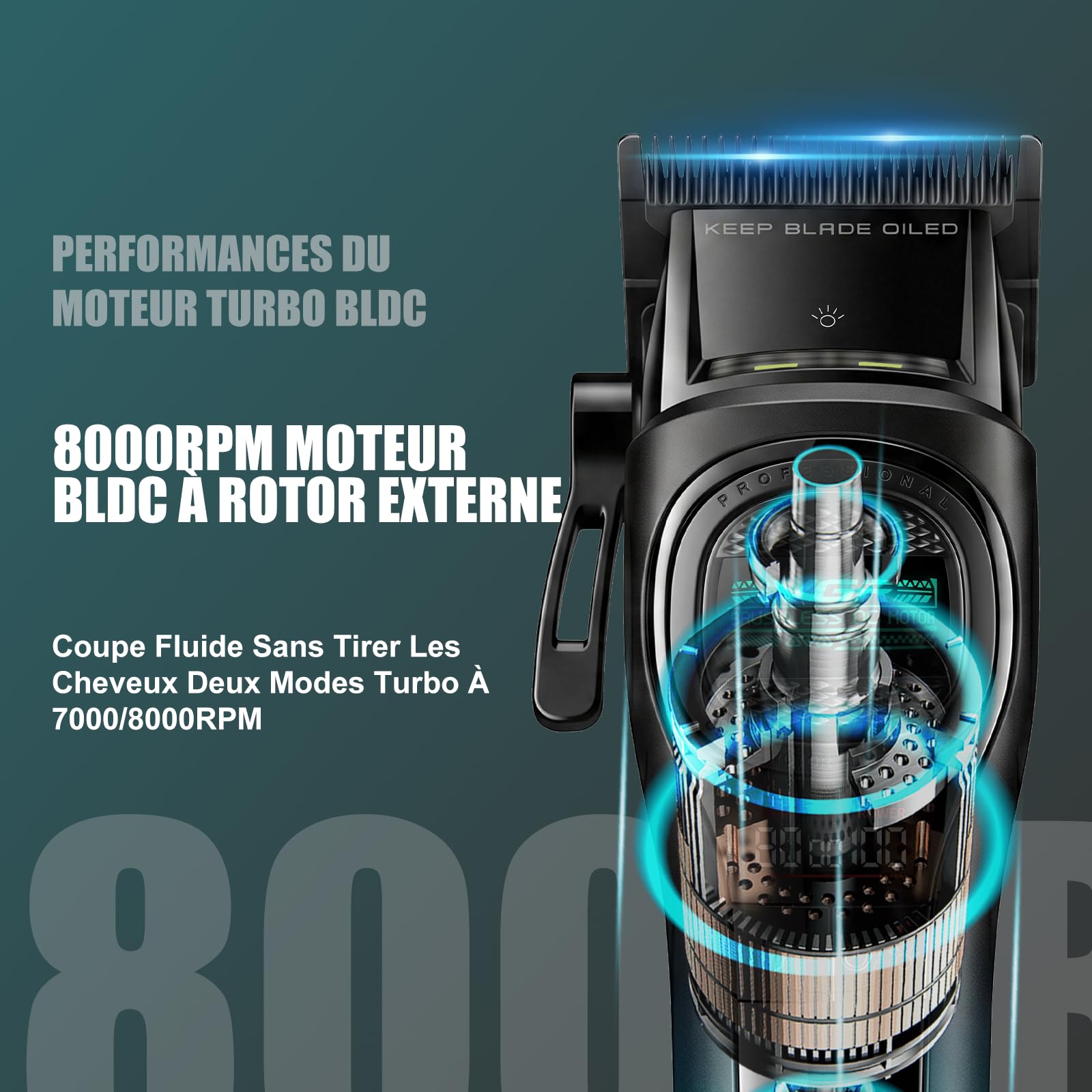 VGR 888C Tondeuse Cheveux Hommes Professionnel Sans Fil, Station de Charge