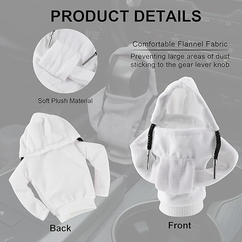 Miniatura 2 de GaRhomxy Pomos de palanca de cambios de automóvil, perilla de palanca de cambios de automóvil, bonita sudadera con capucha para engranaje de