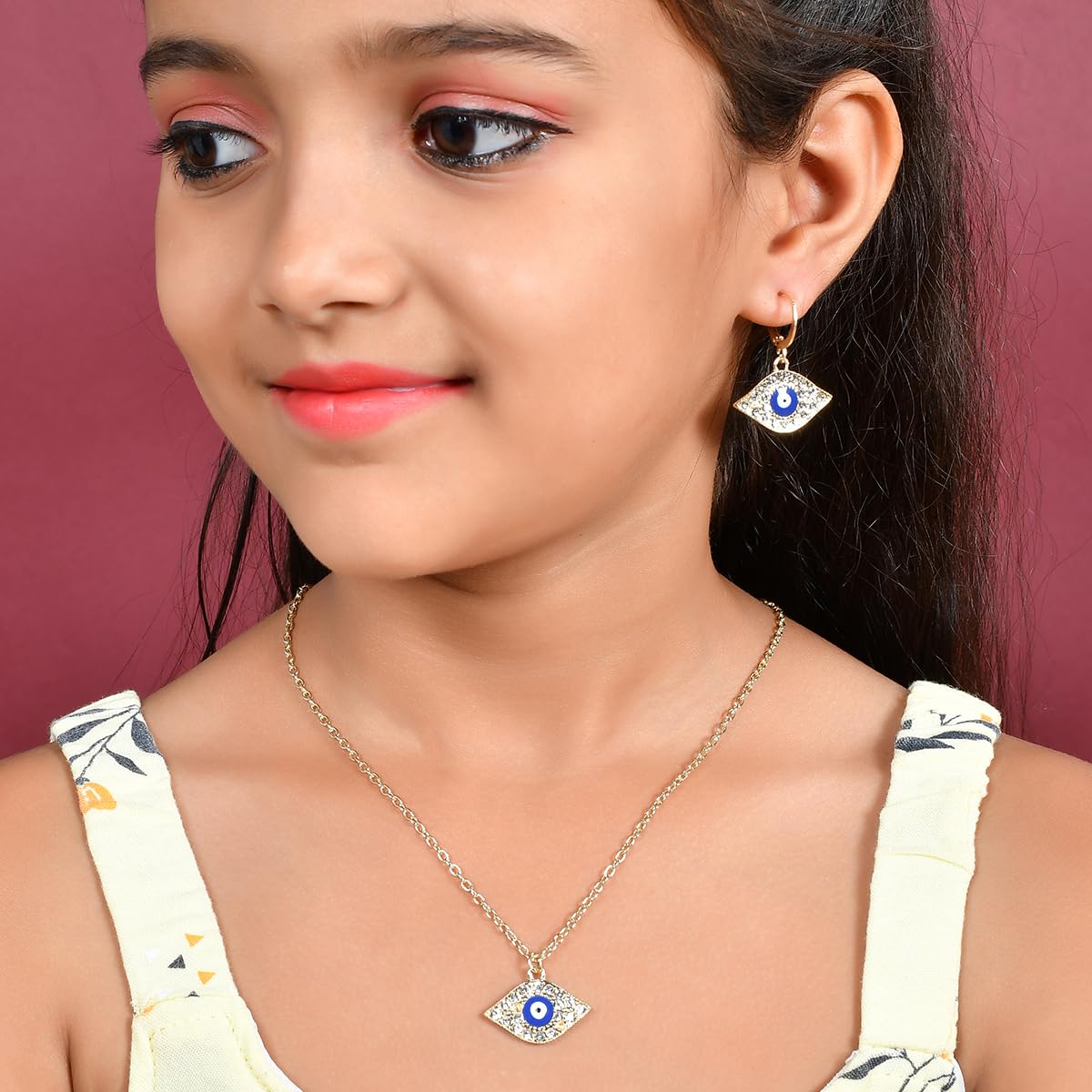 Guardian Evil Eye Pendant Set Necklace Bracelet Earrings
