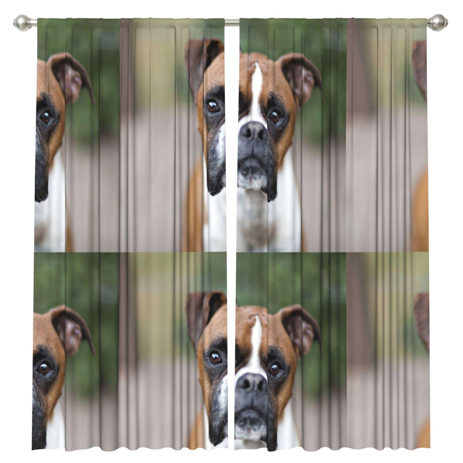InOmak Boxer Dog, 2 Panels Window Curtains 52 x 84 Inch Blackout Curtains for Living Room Bedroom
