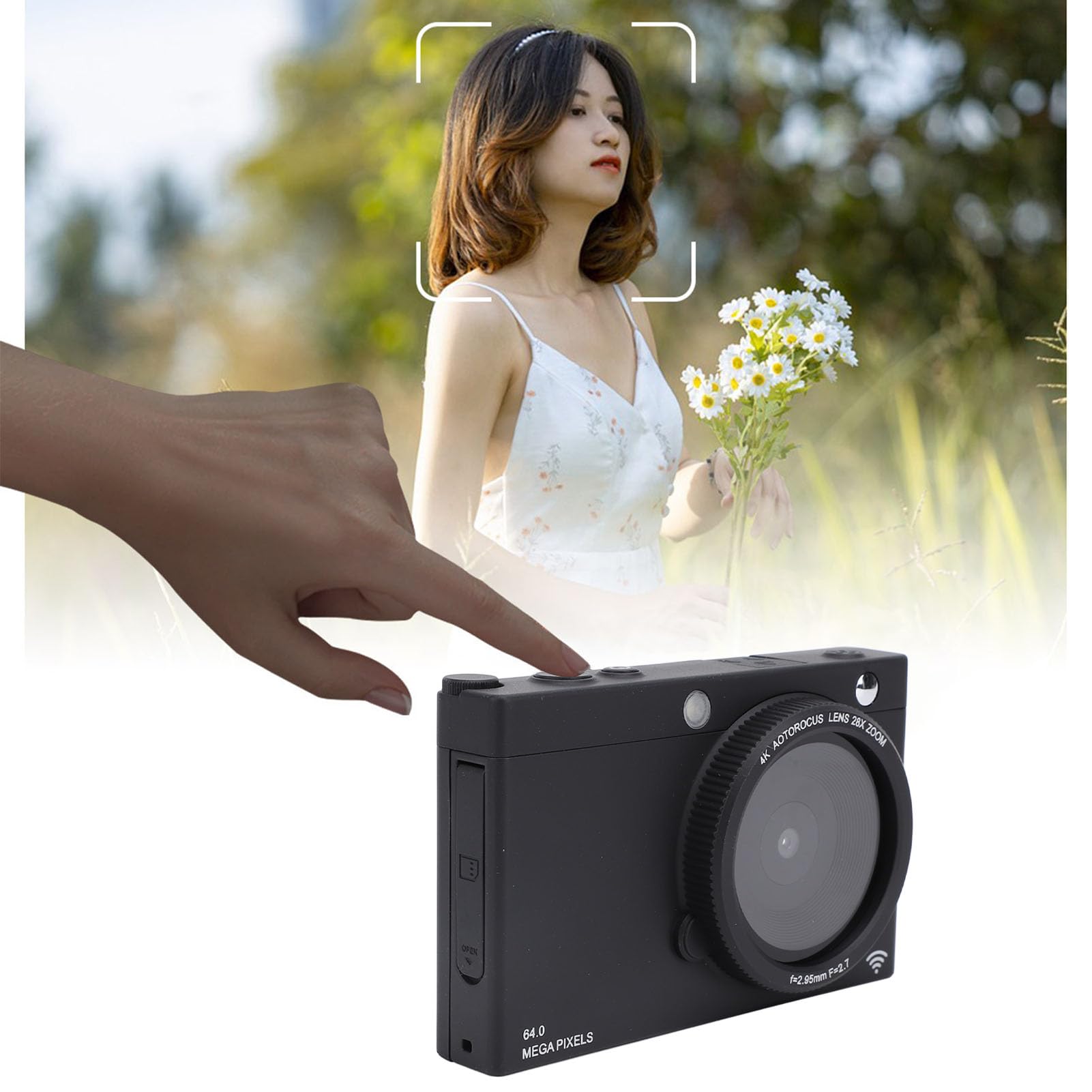Aparat Cyfrowy 4K 64 MP z Autofokusem i kamerą do Vlogowania 28-krotny Zoom Cyfrowy Beauty Retro Filter Podróżna Kamera Wideo