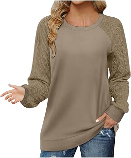 oelaio Women's 2023 Fall Long Sleeve Crew Neck Solid Cable Knit Chunky Casual Oversized Pullover Sweater Tops