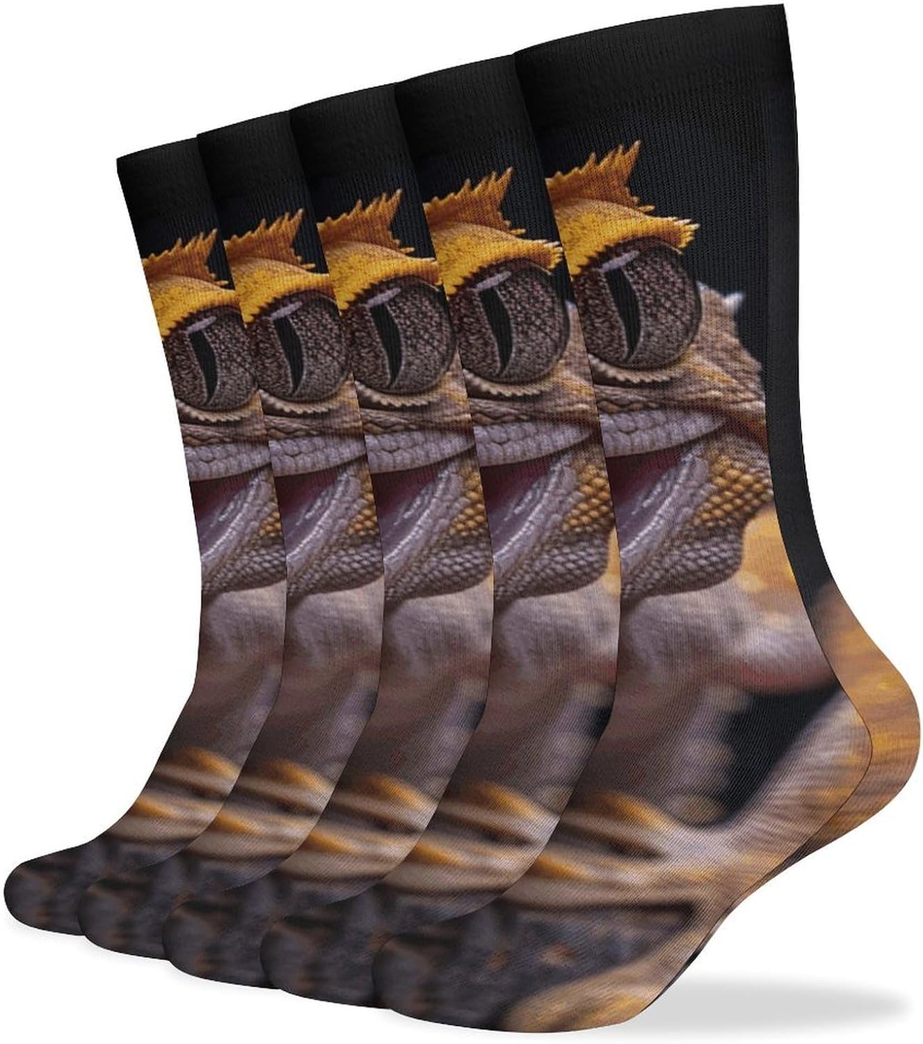 5 Pairs Knee High Socks Gecko Tongue Long Tube Boot Seamless Toe
