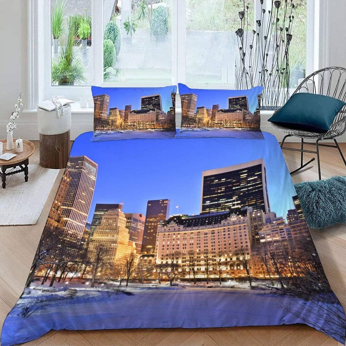 Housse de couette 220x240 New York fermeture éclair literie sans pli