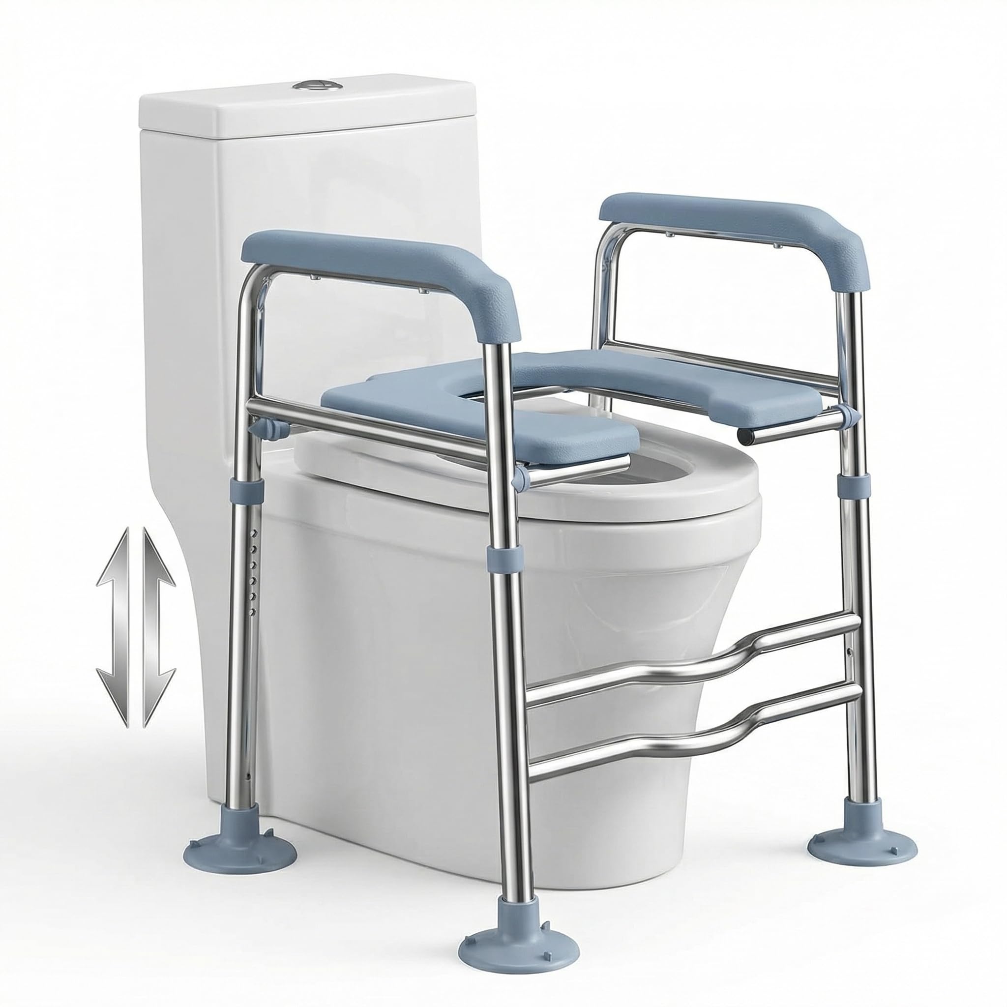 SOONHUA Rialzo per sedile WC con braccioli, rialzo per sedile WC con regolabile in altezza, per anziani, disabili, donne incinte