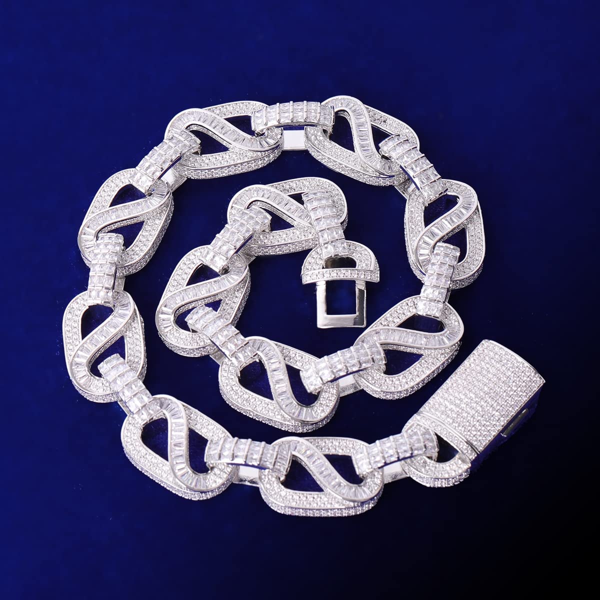 アクセサリー glitter 19mm iced out chain 60cm Iced Out Bling 19mm Rectangle CZ Heavy Chunky Cuban Link