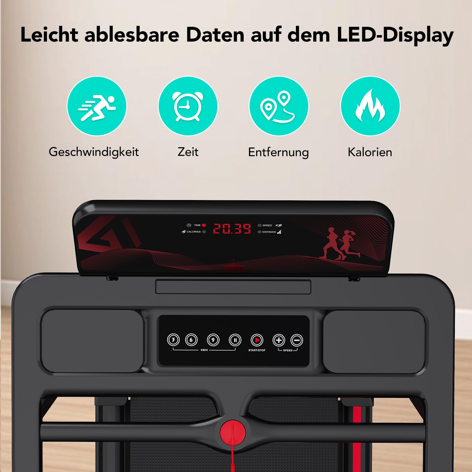 CITYSPORTS Elektrisches Laufband,Klappbares Laufband für Zuhause bis 12 km/h,mit LED-Anzeige,APP und 360° Tablet Holder,kompakte Walking Pad für Zuhause und Büro