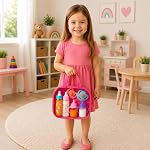Fash n kolor®, Ma douce bébé Disparition d'un ensemble de nourrissage de poupée 6 Ensemble de jeux de poupées pour poussette à jouets 2 Lait & Bouteilles de jus avec 2 Pacificateur de jouets pour poupée bébé