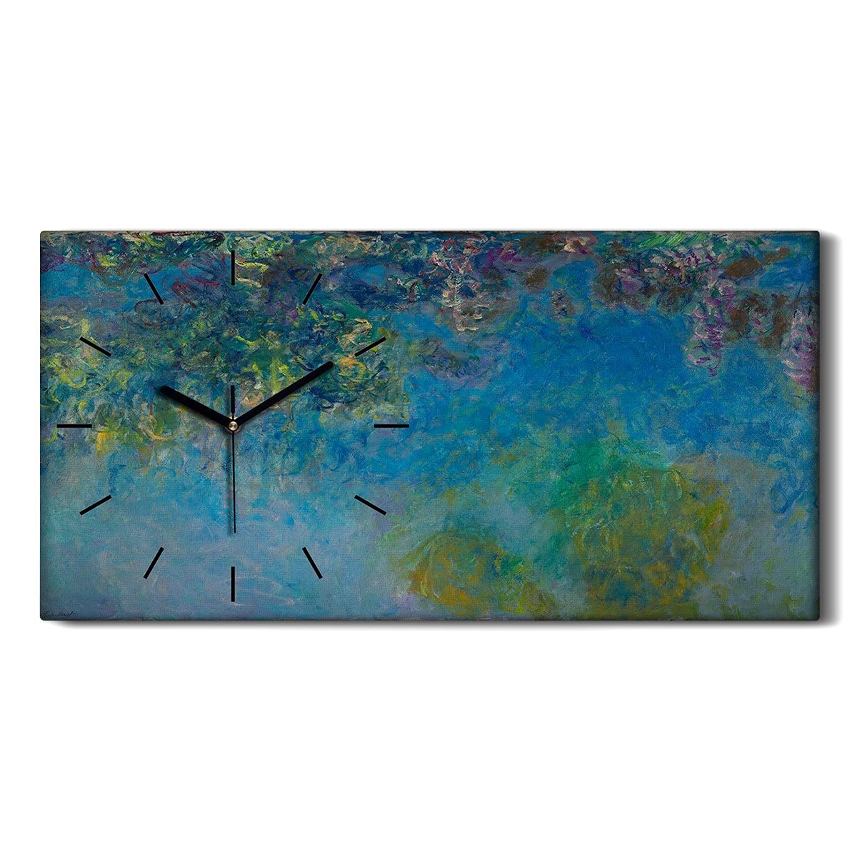 Horloge sur Toile Glycinologie Coloray 60x30cm Tableau Silencieux pour Salon