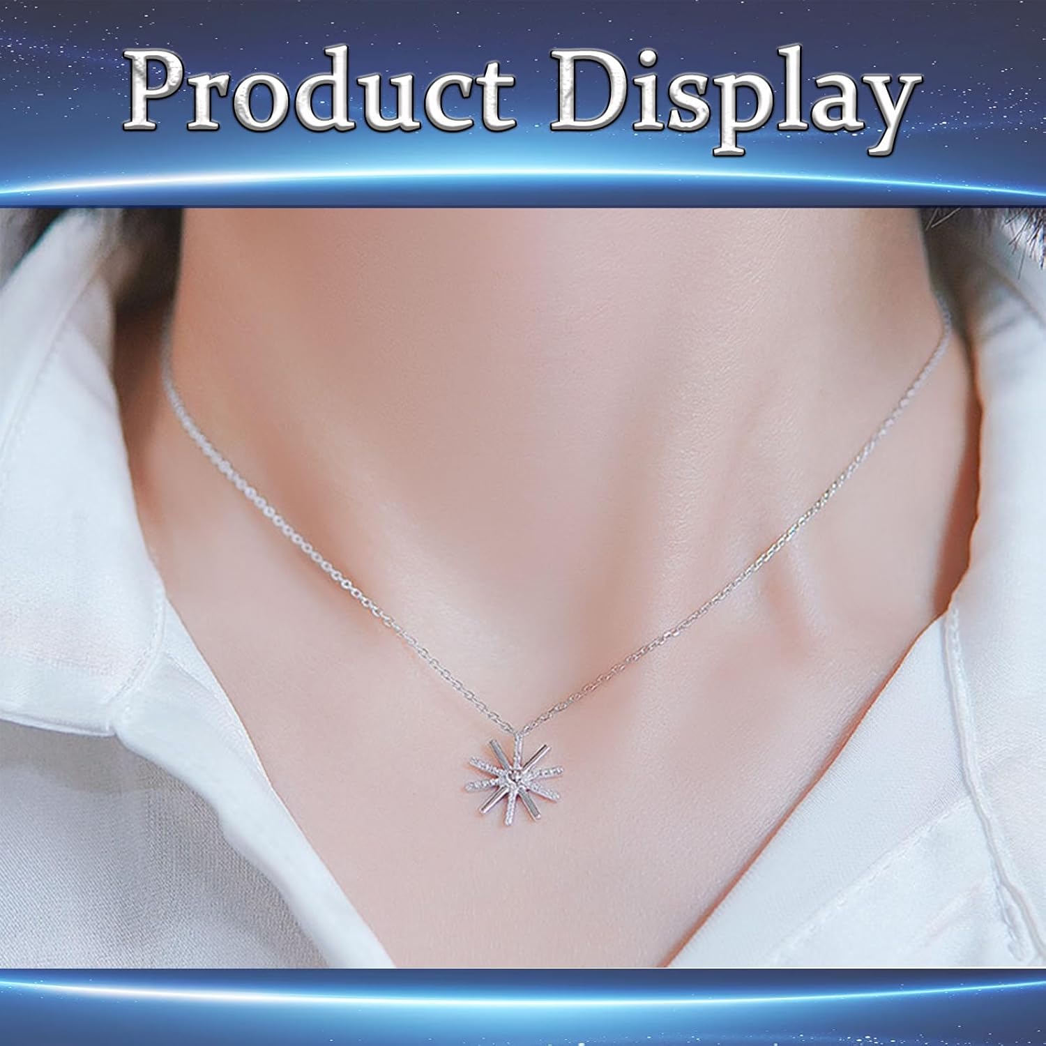 Sterling Silver Star Necklace for Women, 925 sterling Silver Diamond Star,Micro Polaris Pendant Necklace, Waterproof, - Image 4