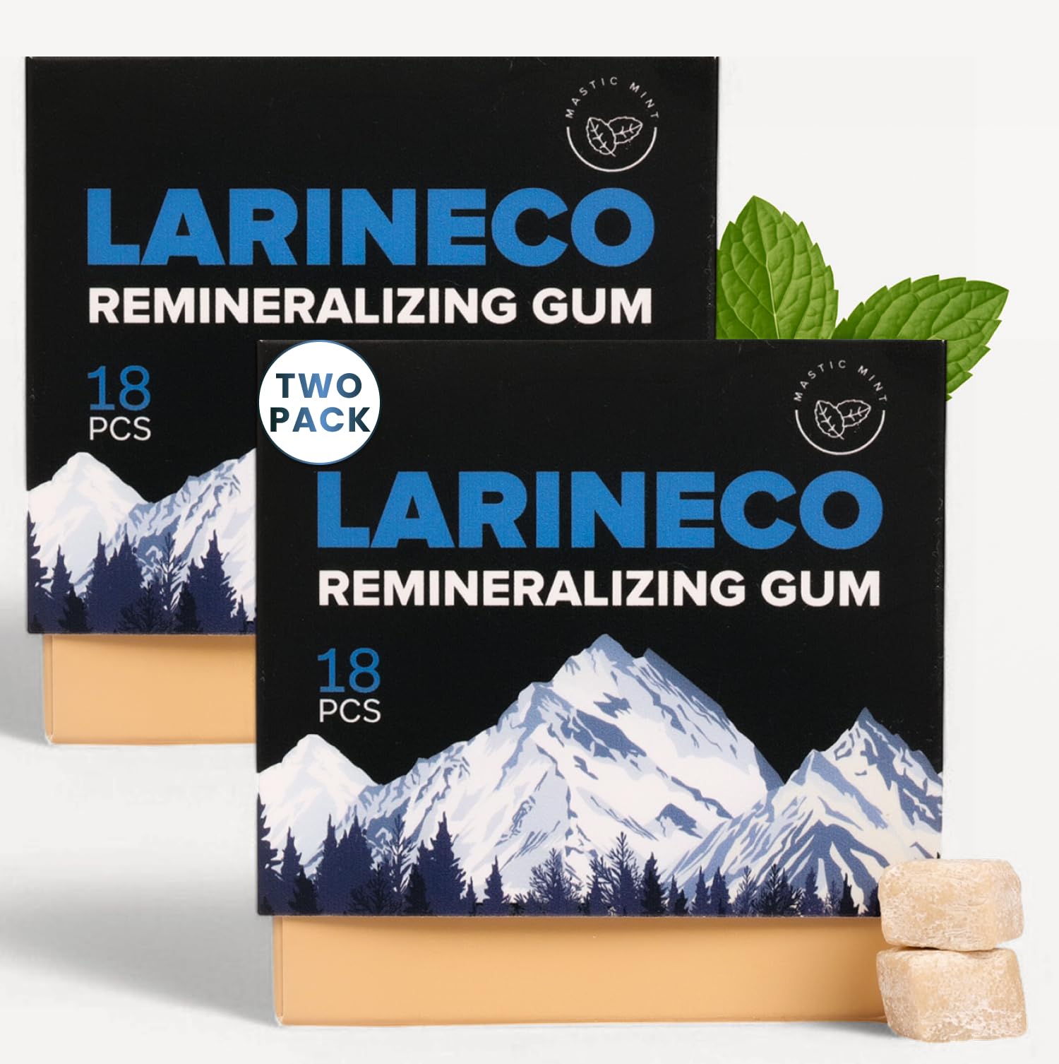 Larineco Remineralizing Gum with Nano Hydroxyapatite Xylitol Sugar-Free Xylitol Gum Plastic-Free Dye-Free Aspartame-Free Natural Base 36 Pieces Mastic