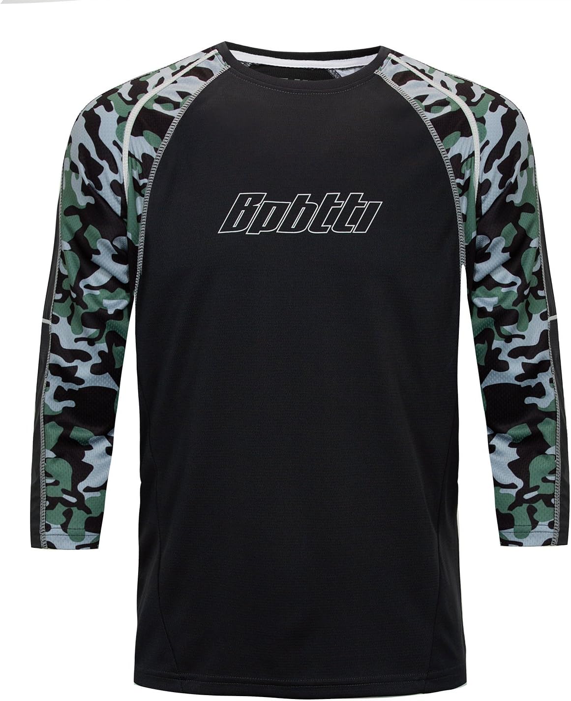 bpbtti Men's Mountain Bike Jersey 3/4 Sleeve Downhill MTB Shirts Loose Fitting Cycling Shirt UPF Bicycle Top UPF50+
