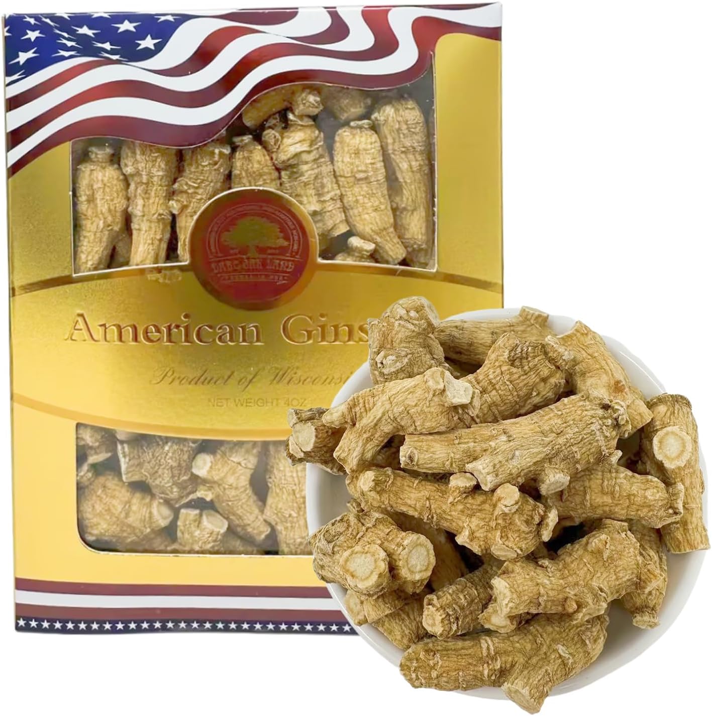 DOL Hand-Selected American Wisconsin Farmed Ginseng Root 美国威斯康辛州 长枝西洋参 花旗参 | Cultivated Wisconsin American Ginseng Large 4oz/Box