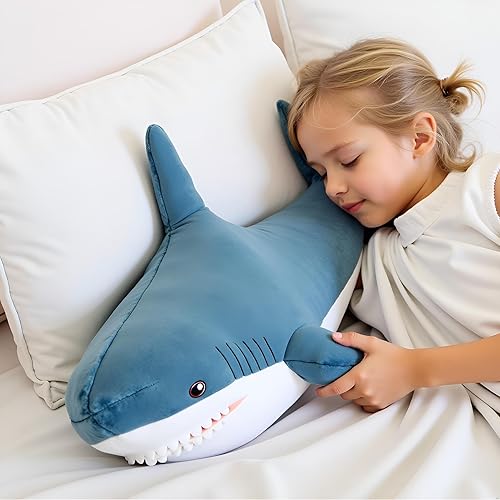 Miniatura 9 de Peluche de tiburón gigante con peso de 31 pulgadas, 15 % XL, almohada de tiburón gordito, peluche de tiburón suave, decoración de tiburón, regalo