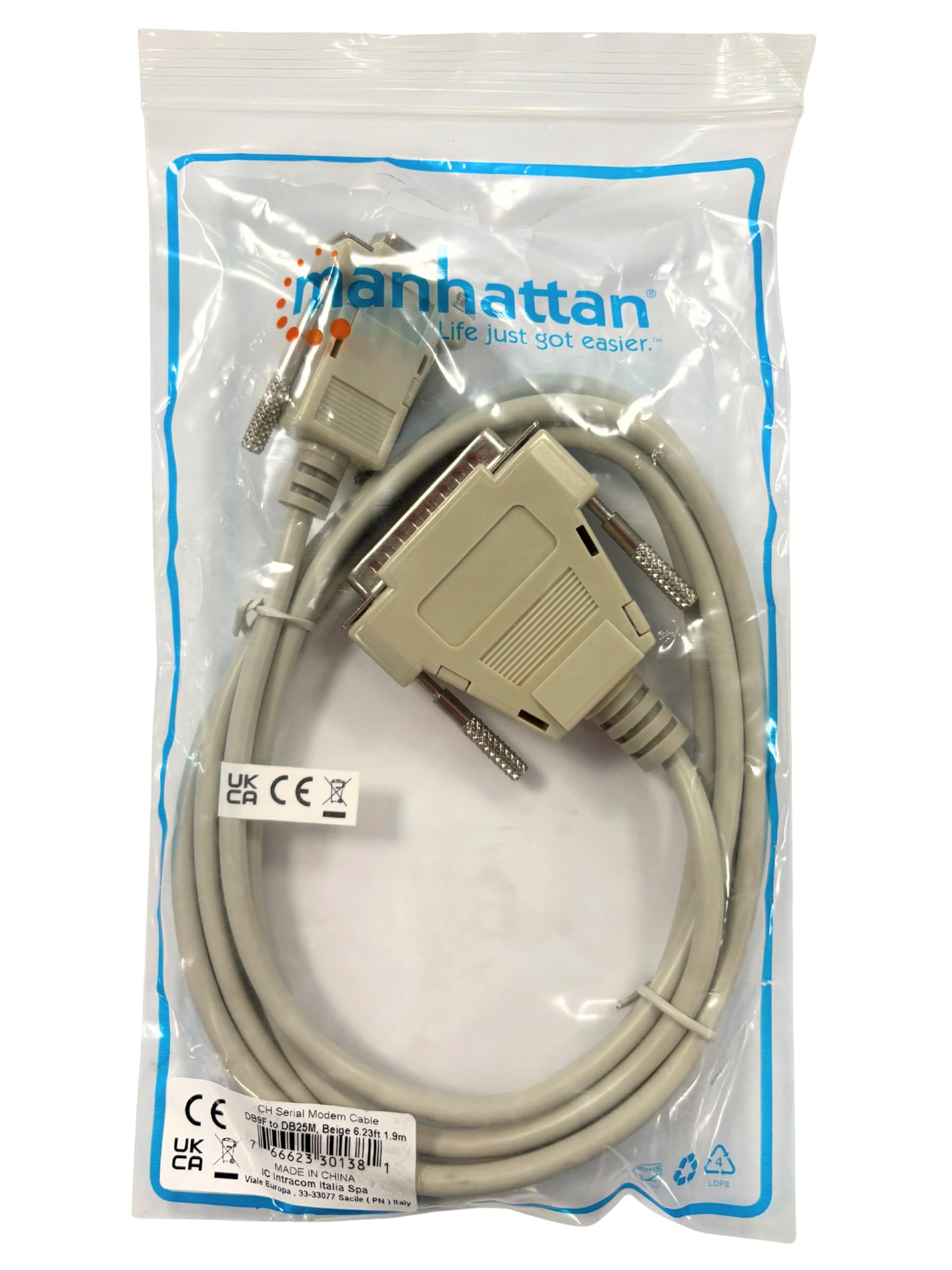 Cavo null modem 25 DB Maschio 9 DB Femmina 1,80 mt