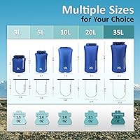 Vista 6 de Bolsa seca impermeable de nailon 30D - Adecuada para senderismo, kayak y rafting - Bolsa de almacenamiento impermeable portátil con cierre de Azul
