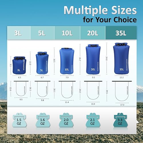 Miniatura 6 de Bolsa seca impermeable de nailon 30D, adecuada para senderismo, kayak y rafting, saco de almacenamiento portátil impermeable con cierre superior