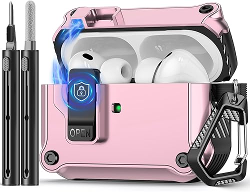 Funda compatible con AirPods Pro 3ª (2025), con kit de limpieza, interruptor automático de presión seguro para AirPods Pro 3 generación, color negro