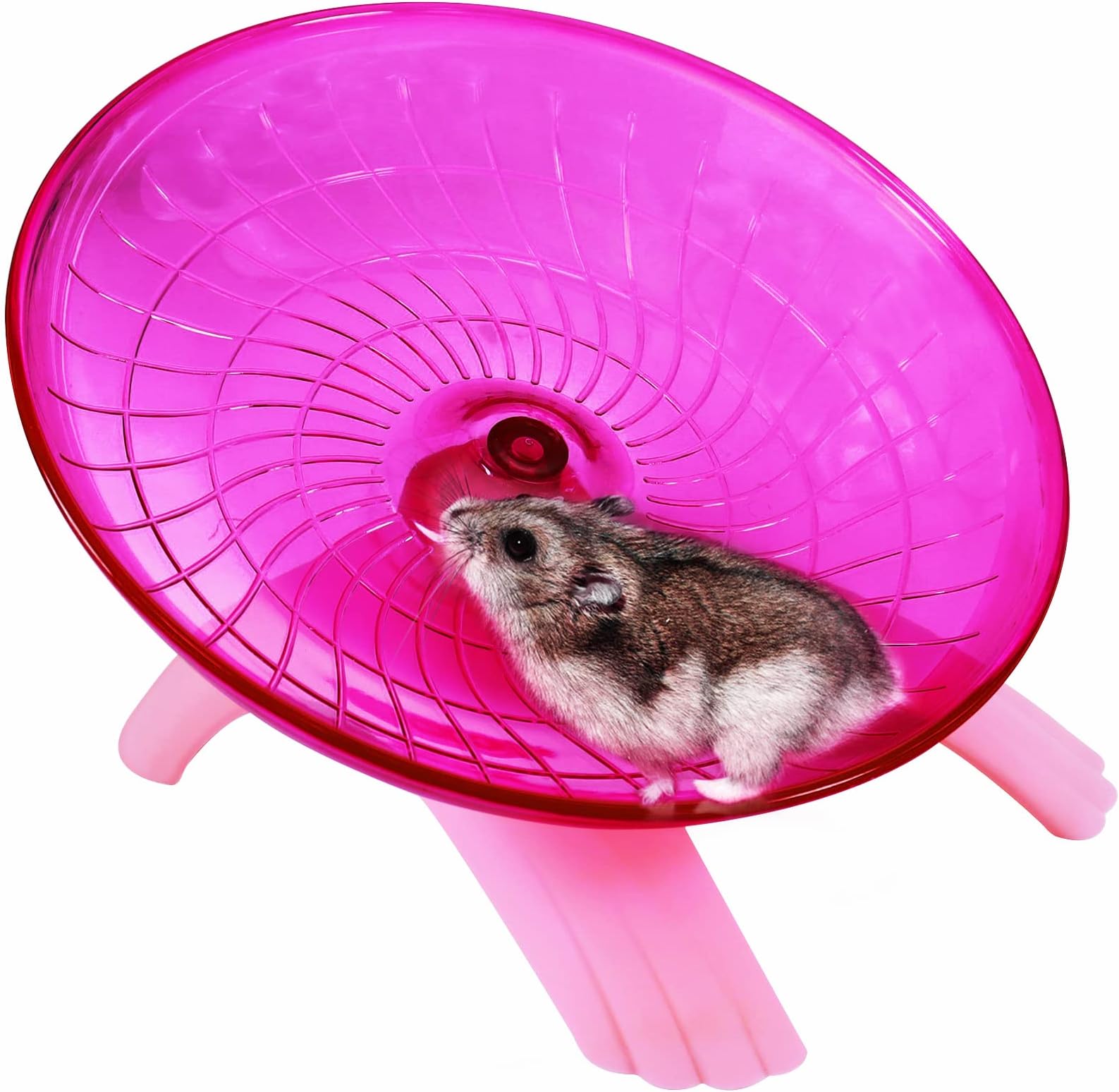 Hamster Wheel Silent Saucer Spinner/Quiet Exercise Flying Runner Dwarf Hamster/Gerbil Rat/Hermit Crab (Pink)