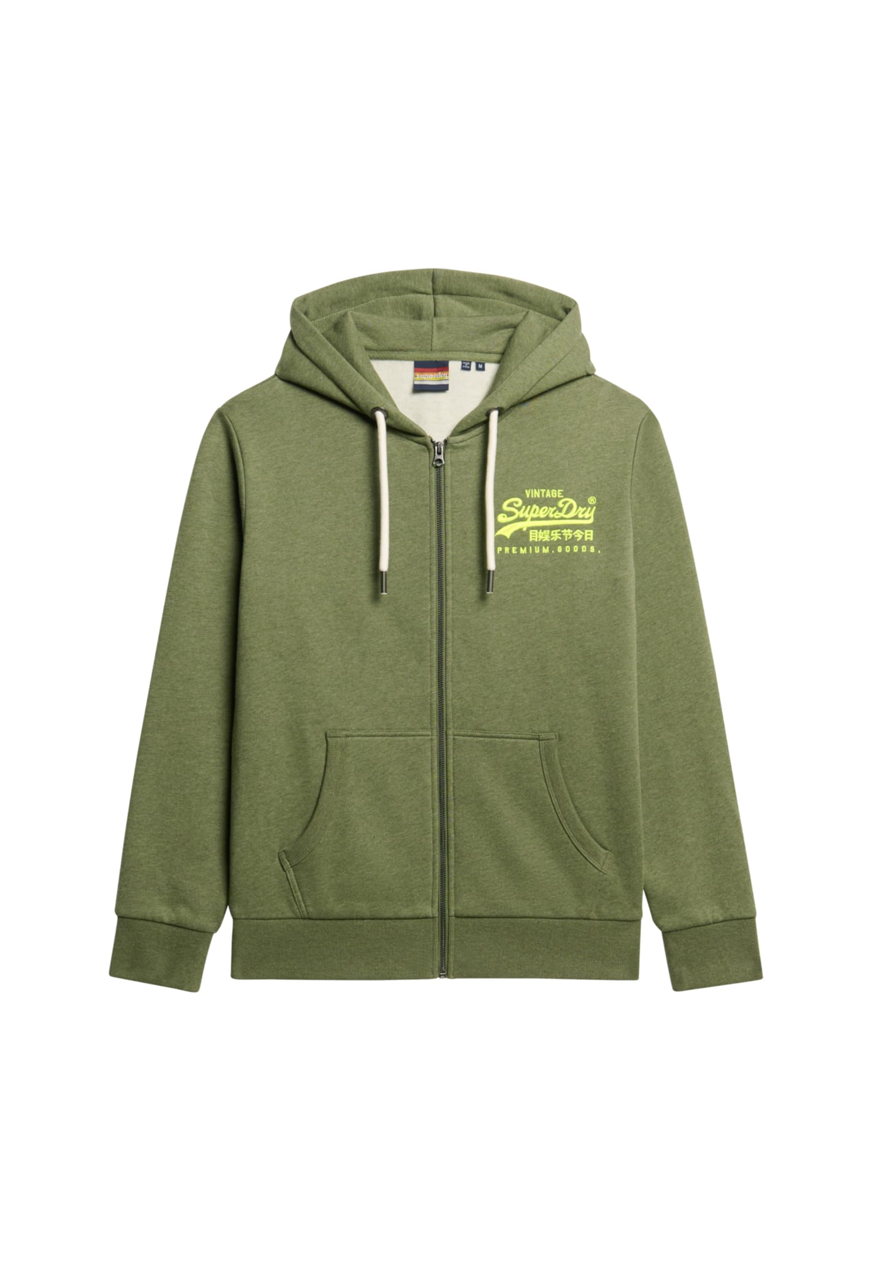 Superdry Men's Neon Vintage Hooded Jacket with Logo Graphic, Thrift Olive Heather, XXL