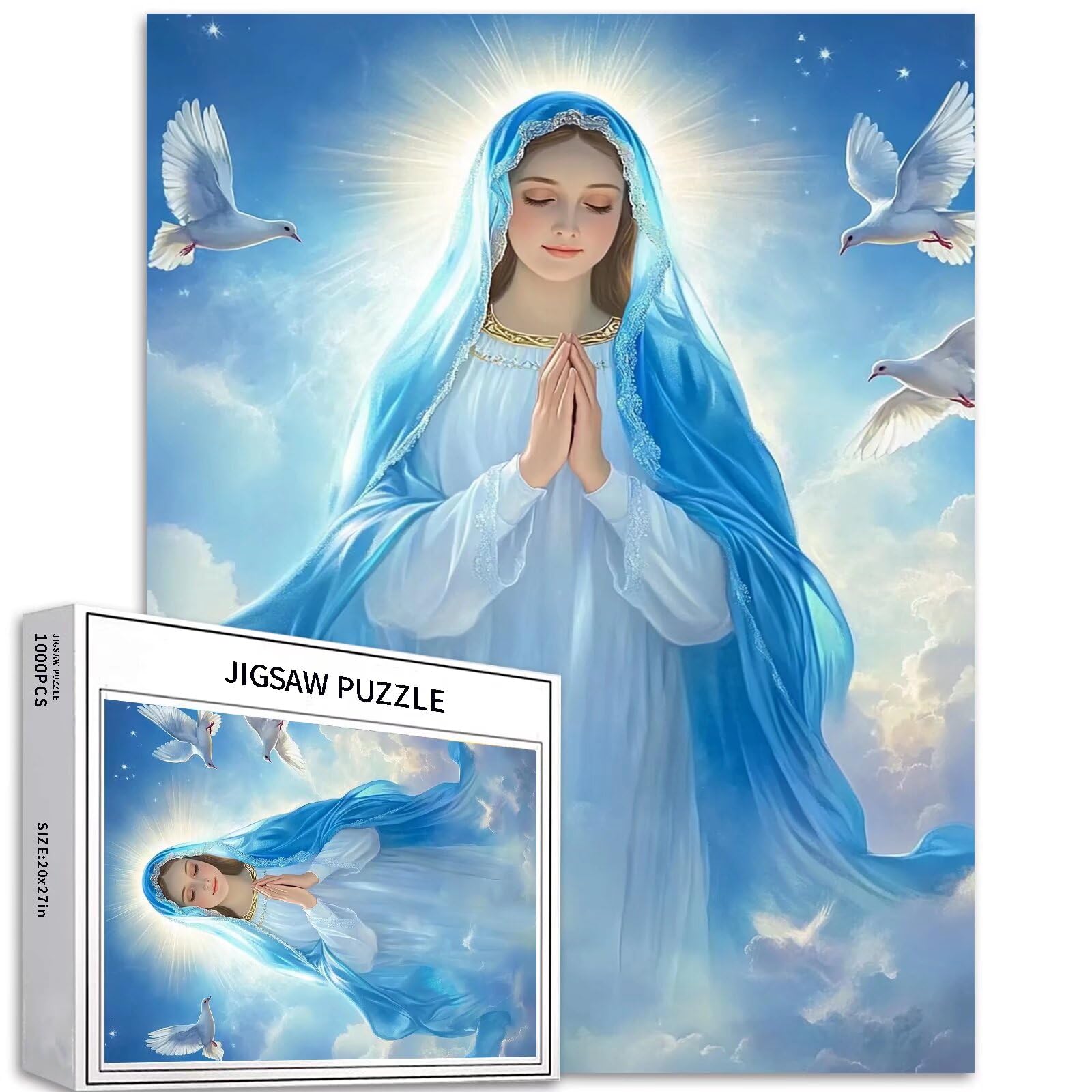 Amazon.com: 1000 Piece Virgin Mary in Blue Veil Jigsaw Puzzles for