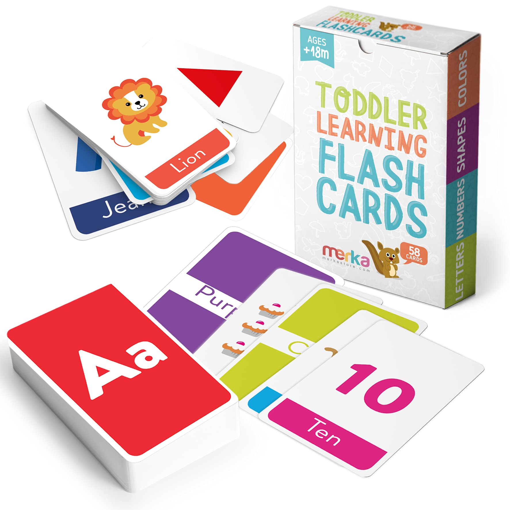 merka Educational Flash Cards Kids 58 Flashcards Toddlers Set Letters