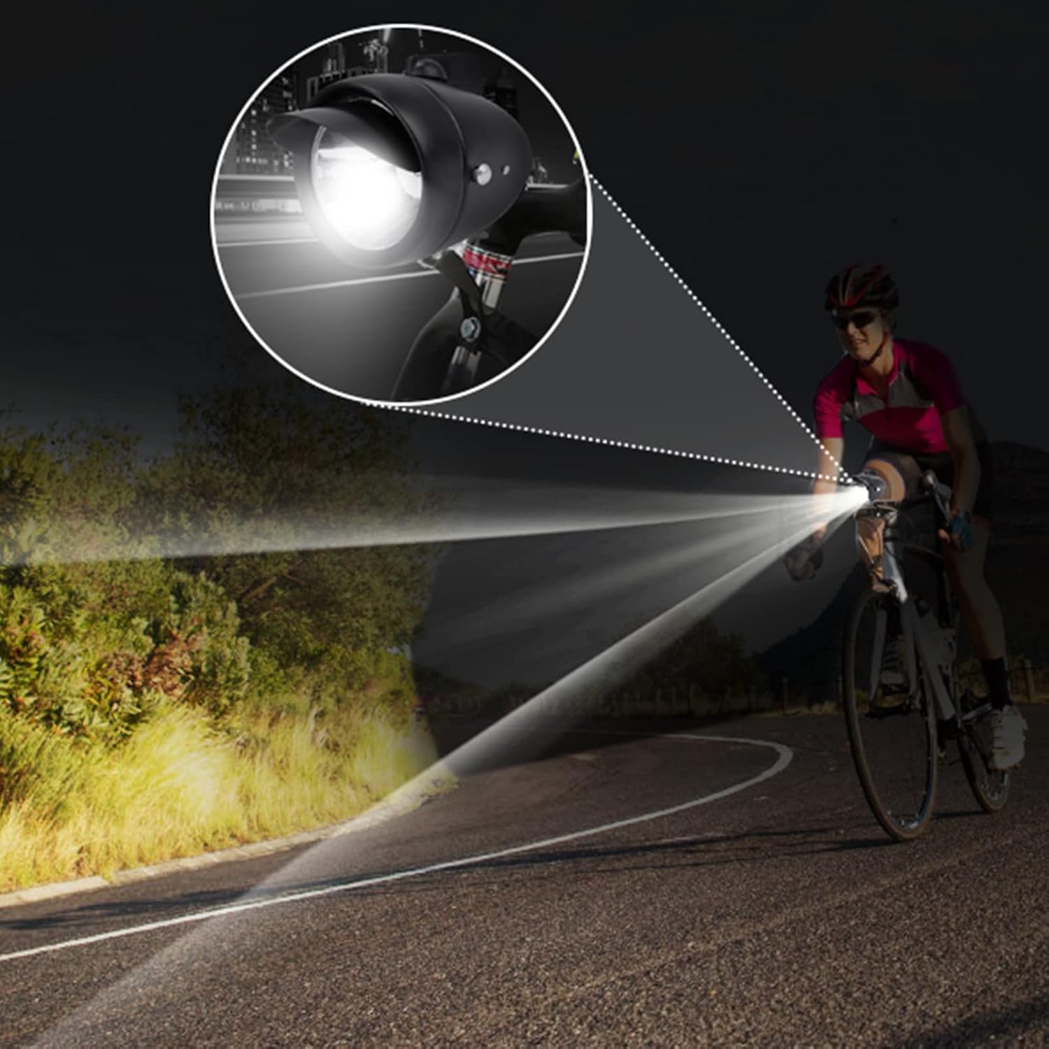 Bike Head Light Bicycle Retro Front Headlight Super LED Cycling Lighting Equipment with Frame & Visor