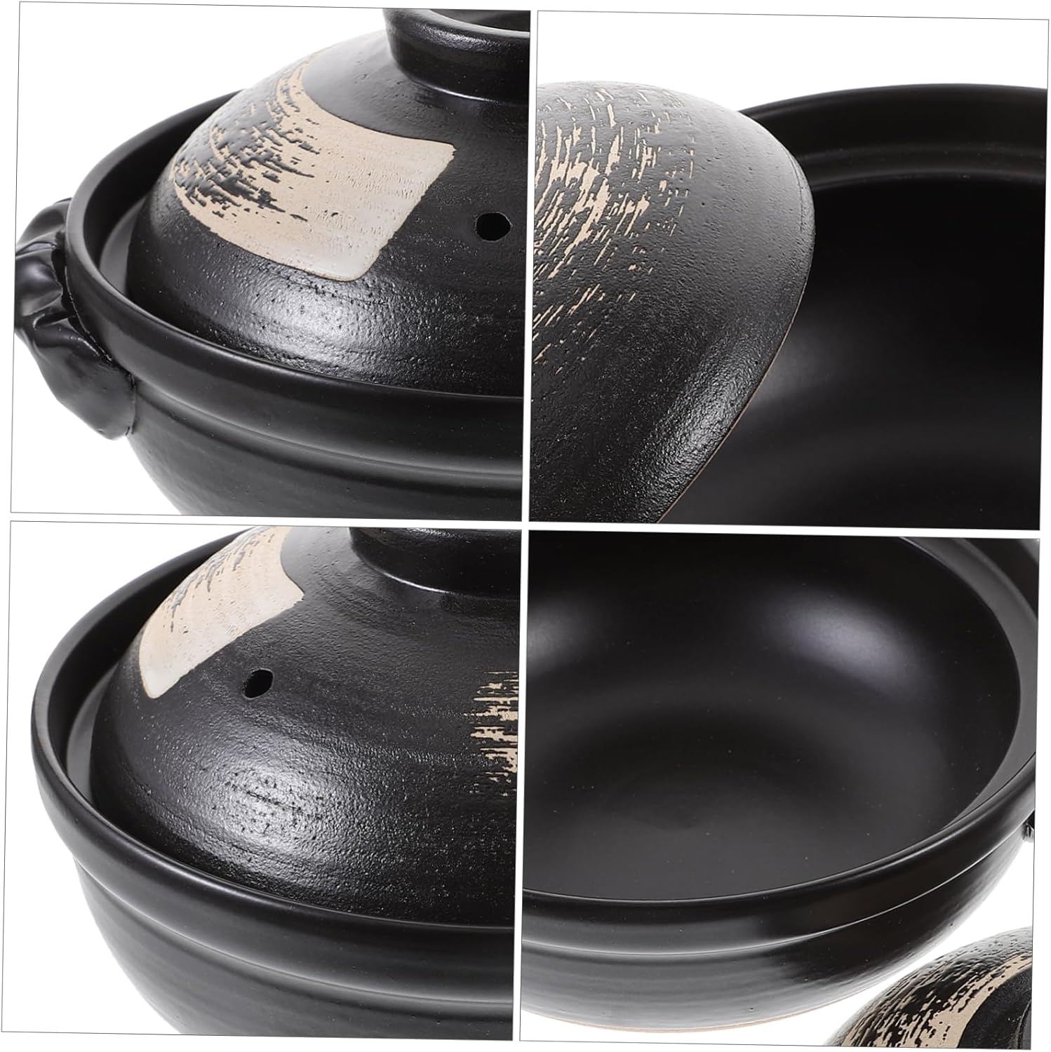 PRETYZOOM 1Pc Ceramic Casserole Stew Pot Premium Cookware with Lid for Soup Casseroles and Oats Acid Alkali Resistant