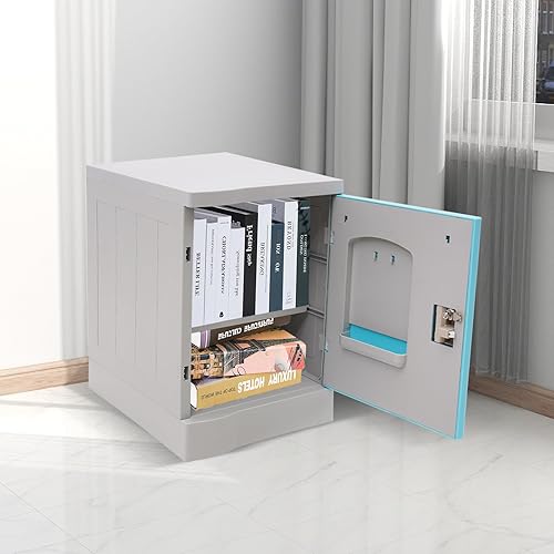 Miniatura 5 de CeRaBuRET Armario de armario de 19 pulgadas con diseño de dos niveles, armario de almacenamiento con cerradura con llaves para hogares, oficinas,