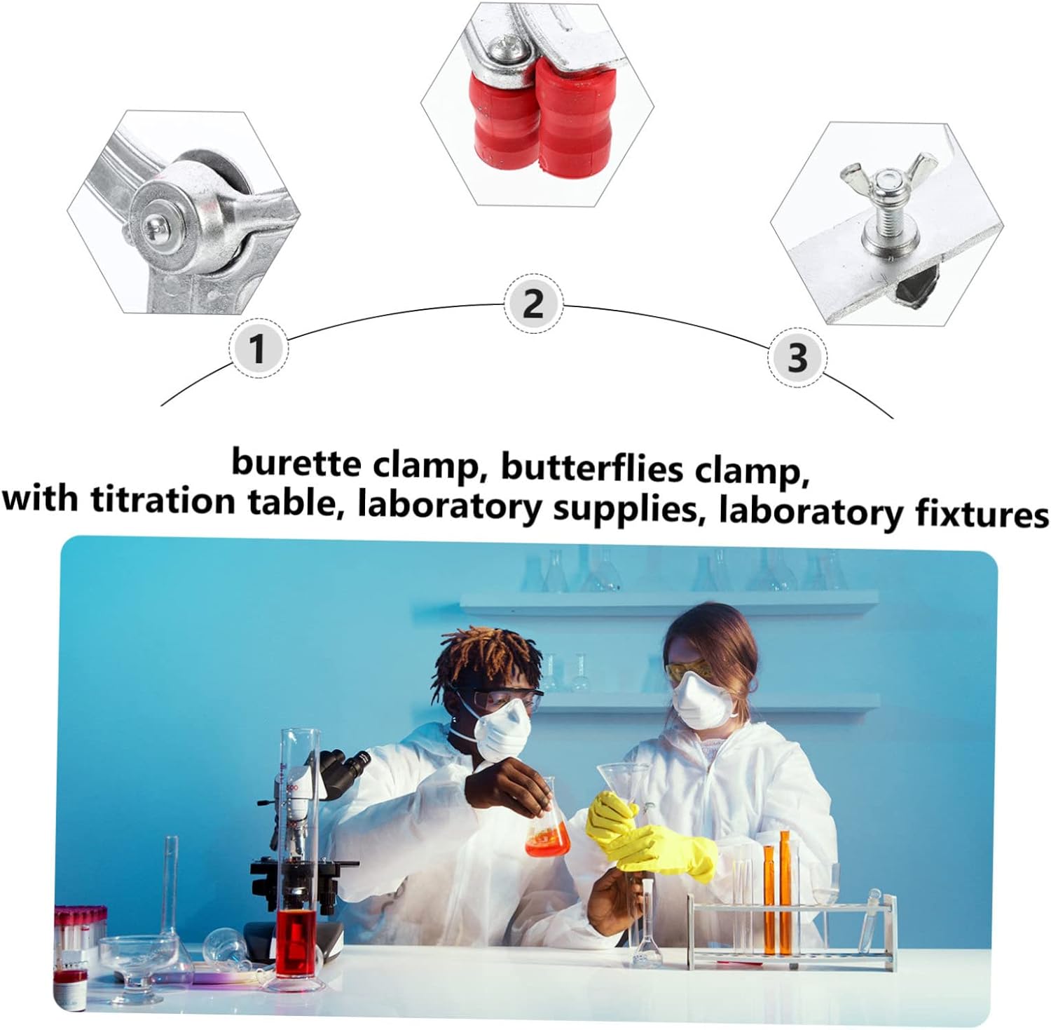 5pcs Aluminum Double Buret Clamp for Laboratory Titration Table Clip for Secure Grip School Experiment Classroom Essential Protects Burets from Scratching