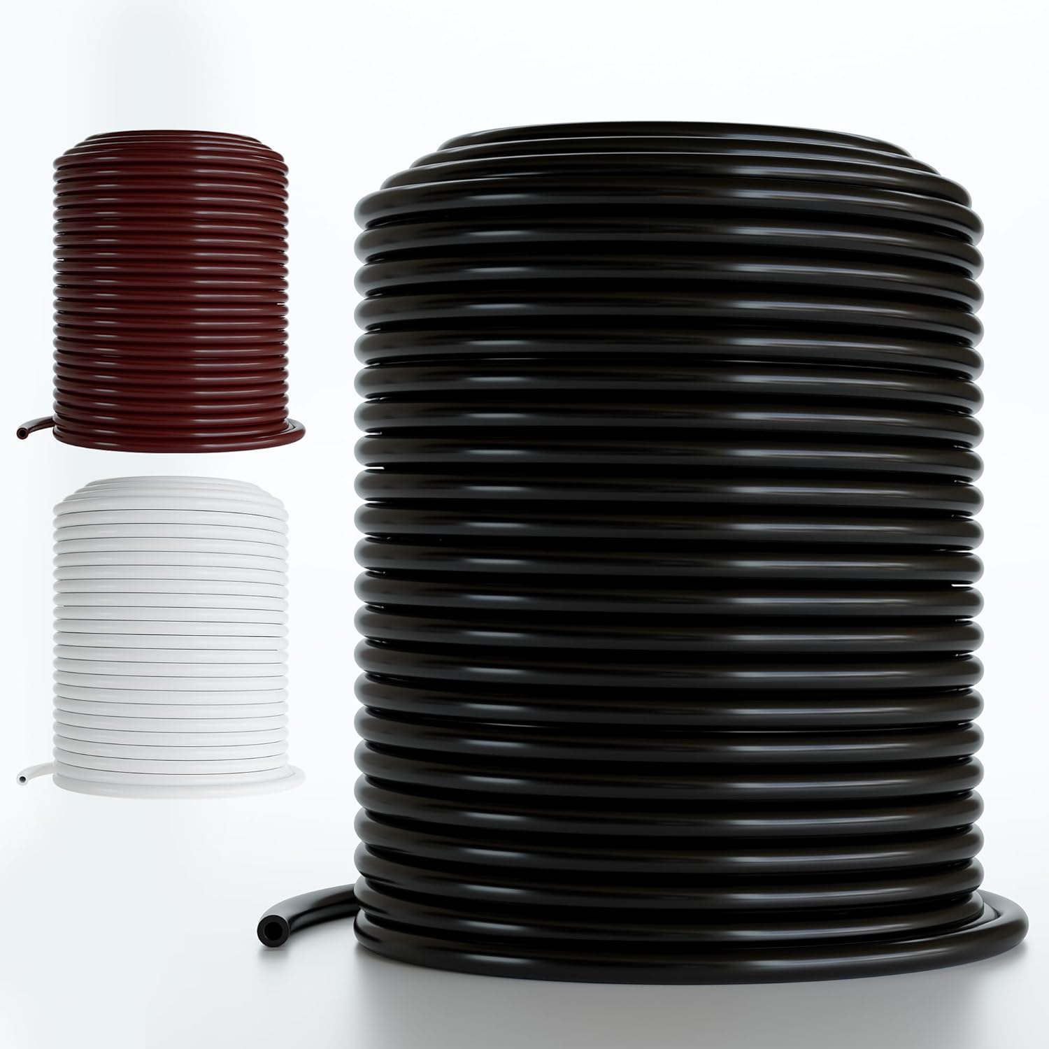 DBR Tech® 1/4 Drip Irrigation Tubing, 200 Feet, Flexible PVC Plastic Drip Irrigation Hose for Gardening, Misting, Hydroponics and DIY Landscape Garden Projects, Blank Distribution (200ft, Black)