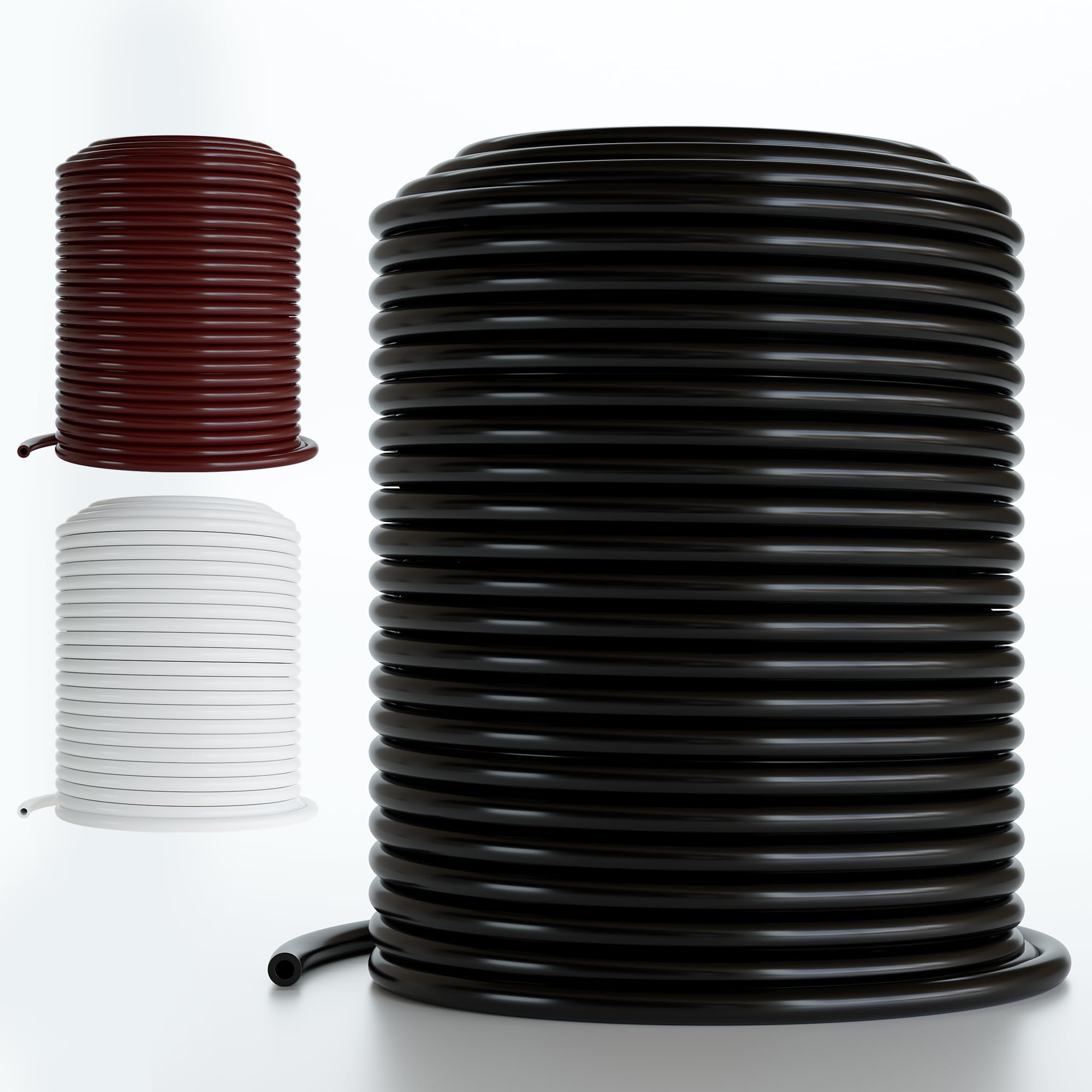Tubo de riego por goteo de 1/4, 50 pies, manguera de plástico PVC flexible para jardinería, nebulización, hidropónico y proyectos de paisaje y jardín, soporta emisores de vórtice, pulverización o
