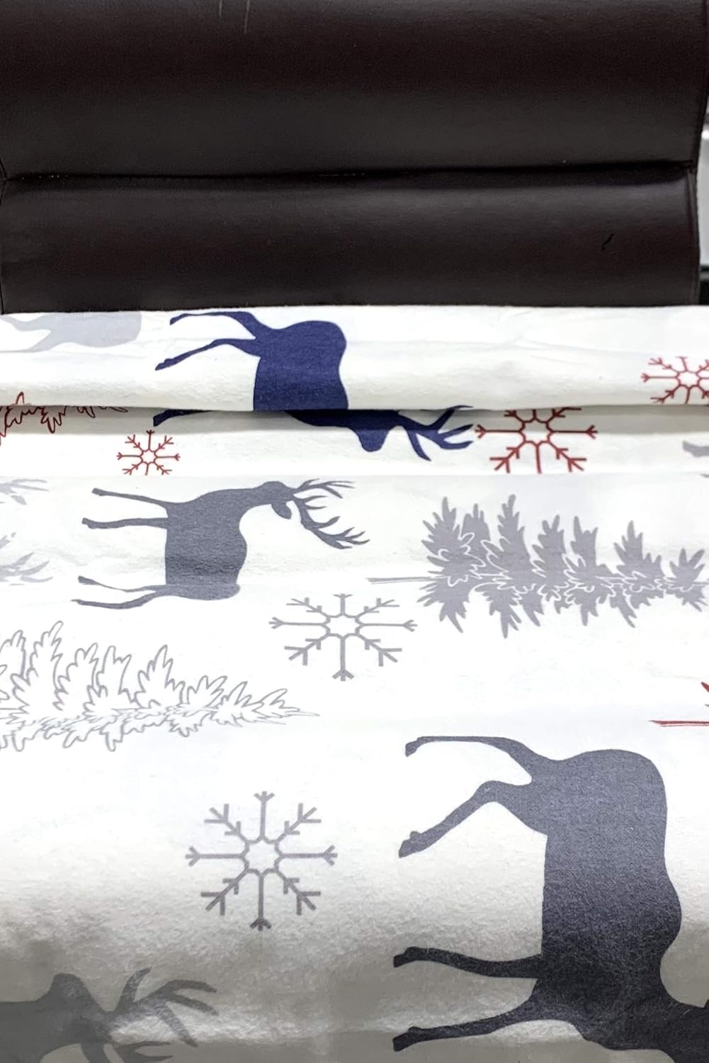 Royal Tradition Heavyweight Flannel, 100-Percent Cotton California King 4PC Bed Sheets Set, Christmas Deer Print, 170 GSM