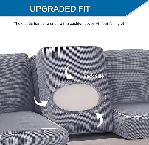 Miniatura 5 de WINCREW Funda elástica suave para sofá  Funda de sofá lavable para cojín separado, funda elástica para sofá de muebles (tres personas (2), gris)