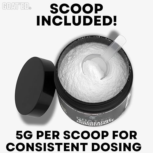 Miniatura 4 de GOAT'ED Monohidrato de creatina en polvo, negro, 5.3 onzas, certificado GMP, soporte para el crecimiento muscular, sin sabores artificiales
