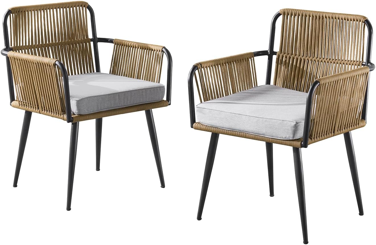 HomeStock Beachy Outdoor 32" H Rope Chairs with Light Gray